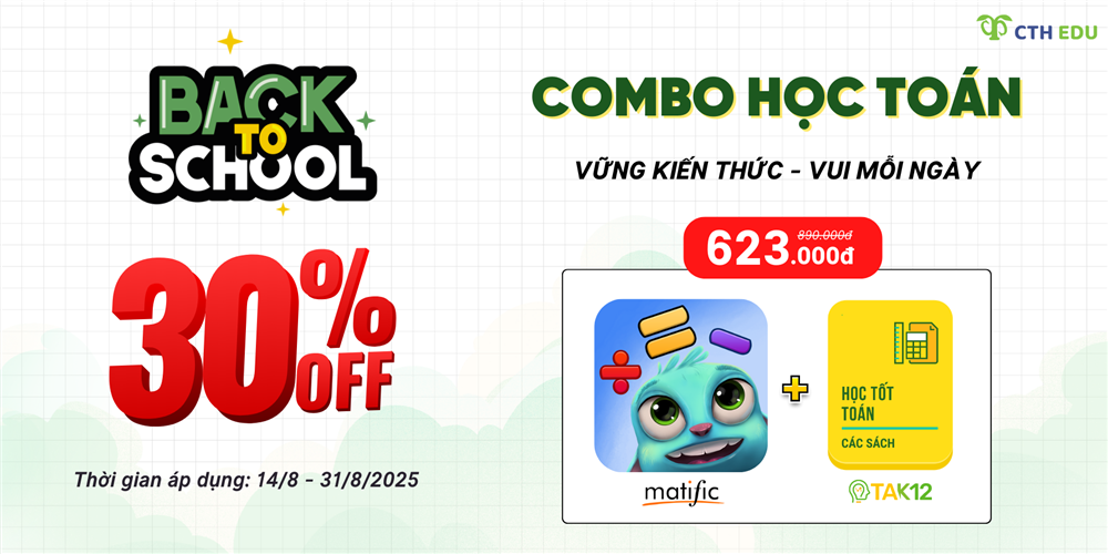 Giảm 30% khi mua combo Matific và Học tốt Toán TAK12